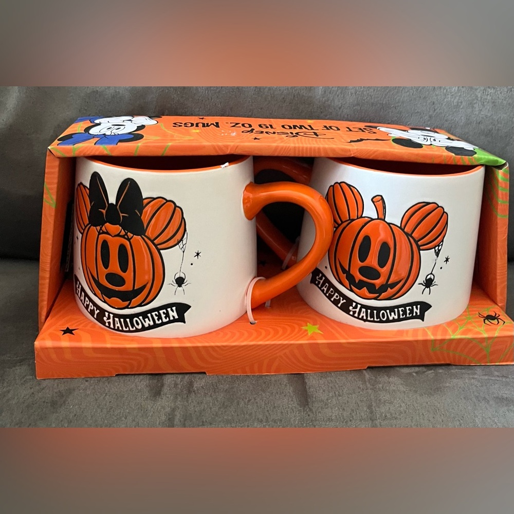 Disney Mickey & Minnie Mouse Halloween Mugs Set, New